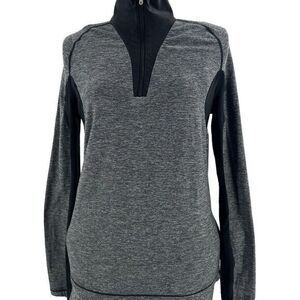 Lululemon 1/4 Zip Woman's Heather Gray and Black Long Sleeve Pullover Size 8/Med